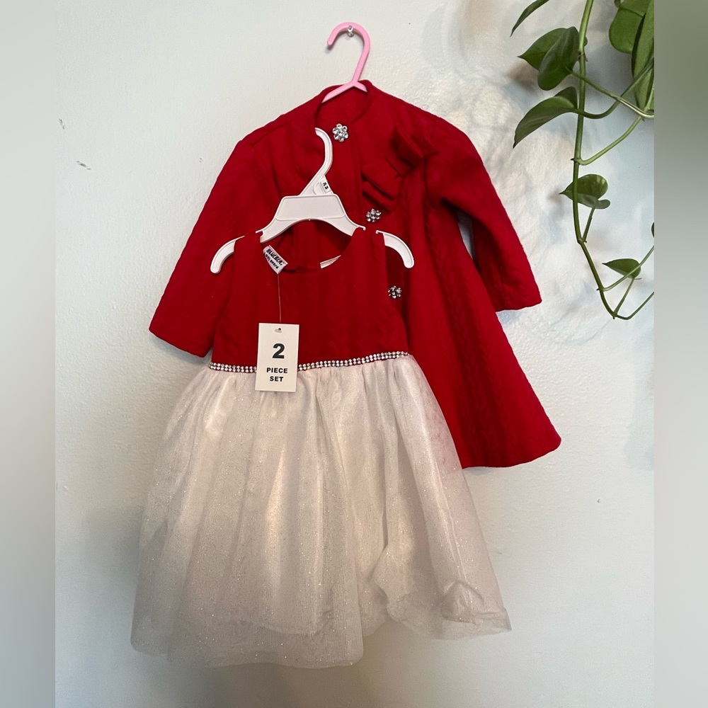 Toddler Red & White Tule Father Daughter dance  dress.